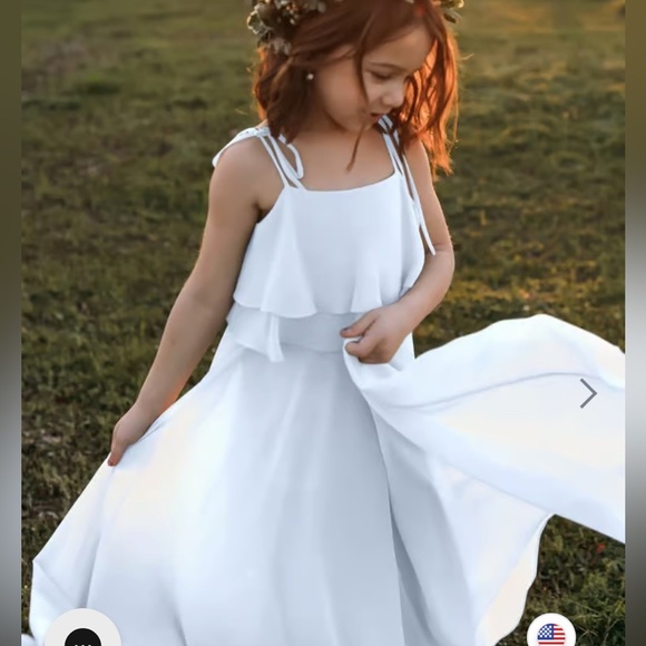 Jenny Yoo Penny Flower Girl Maxi Dress Chiffon Ruffle Flowy Size 8 Coquette Chic - Picture 1 of 14